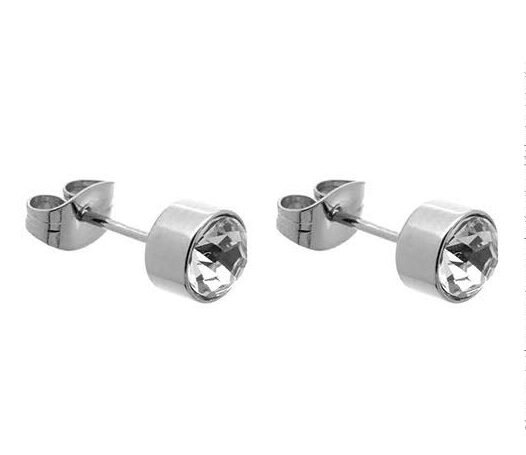 Aros de Acero Inoxidable con Cristal Brillante