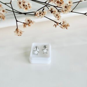 Aros abridores de acero, estrella esmaltada blanca.