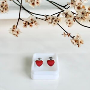 Aros abridores de acero, corazón rojo esmaltado.
