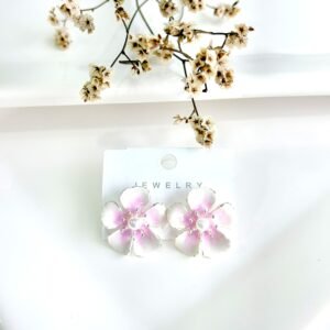Aros con pasantes, acero blanco con perla.