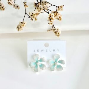 Aros con pasantes. acero blanco, forma de flor.