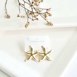 Aros con pasantes, acero dorado, estrella de mar.