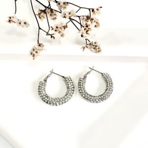 Aros de acero con strass. 3 cm.