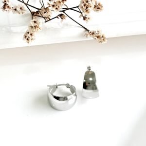 Aros de acero estilo cubanos bombé. 2 cm. de diámetro.