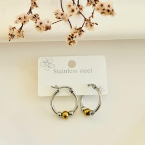 Aros de acero, argolla con pelotitas combinadas. Mediano.