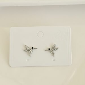 Aros pasantes, colibrí con strass.