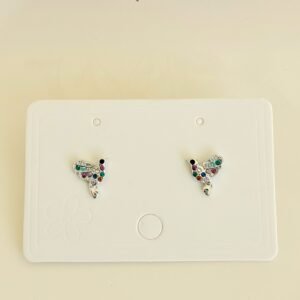 Aros pasantes, colibrí con strass de colores.