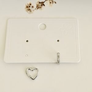 Aros clip, corazón con strass.