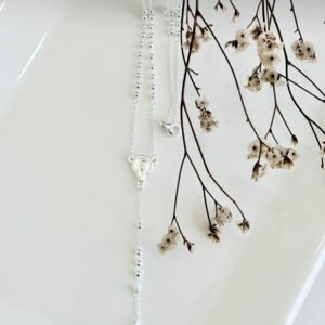 Collar Rosario de acero blanco. 3.0mm. x 50 cm.