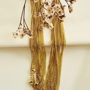 Cadenas de acero dorado, pack x 12u. 0.6mm x 45 cm.