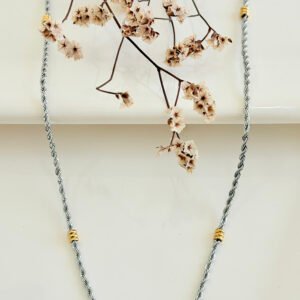 Cadena de acero, turbillón con dubble dorado. 0.5mm x 55 cm.