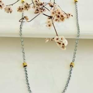 Cadena de acero, rolo con dubble dorado. 3.0mm x 55 cm.