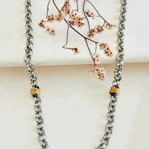 Cadena de acero, rolo con dubble dorado. 8.0mm x 55 cm.