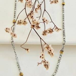 Cadena de acero, eslabones 3x1 con dubble dorado. 1.0mm x 50 cm.