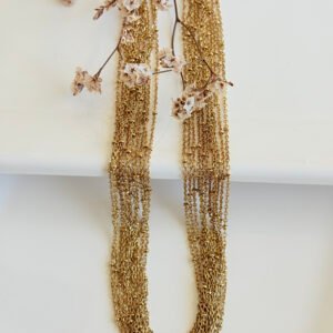 Cadenas de acero dorado, pack x 12 u. finas con pelotitas. 0.4 mm x 50 cm.
