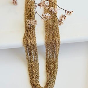 Cadenas de acero dorado, pack x 12 u. eslabones entrelazados. 0.4 mm x 50 cm.