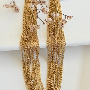 Cadenas de acero dorado, pack x 12 u.  eslabones  3x1. 0.8 mm x 50 cm.