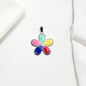 Dije flor, 5 pétalos multicolor. Mediano.