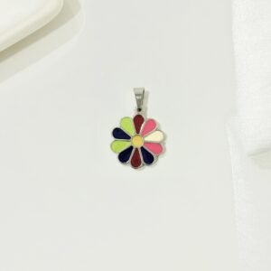 Dije flor diez pétalos multicolor. Chico.