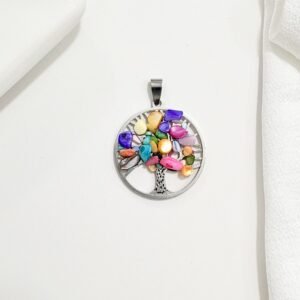 Dije árbol de la vida con piedras de colores. Chico.