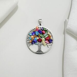 Dije árbol de la vida con piedras de colores. Mediano.