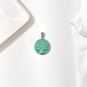 Dije árbol de la vida, esmaltado, verde.