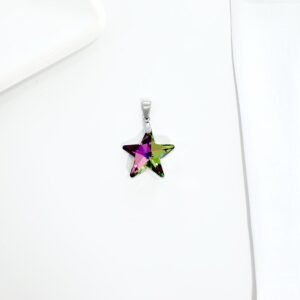 Dije forma de estrella, cristal tornasolado.