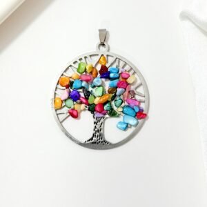 Dije árbol de la vida con piedras de colores. Grande.