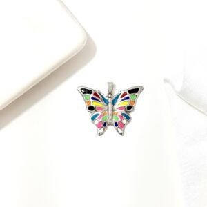 Dije mariposa esmaltada multicolor.