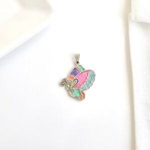 Dije mariposa multicolor. Perfil.