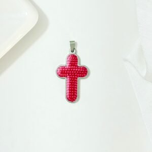 Dije cruz,acero y esmalte.