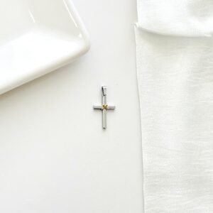 Dije cruz de acero combinada