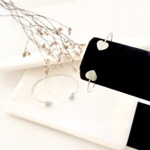 Pulsera acero esclava, corazones.