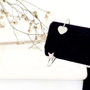 Pulsera acero esclava, corazón y estrella.
