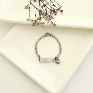 Pulsera acero para grabar, con dije.