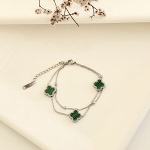 Pulsera acero, tréboles.