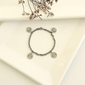 Pulsera acero con dijes árbol de la vida.