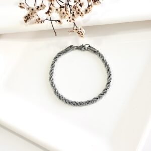 Pulsera acero, estilo soga. 0.6 x 18cm.