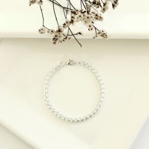 Pulsera acero blanco, espiga. 5.0mm x 20cm.