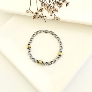 Pulsera acero rolo con dubble. x 22cm.