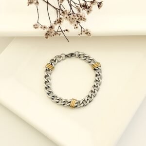 Pulsera acero con dubble, gruesa. 2.5mm. x 21cm.