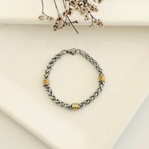 Pulsera acero espiga con dubble. 6.0 x 20cm.