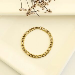 Pulsera acero dorado 3x1. 1.8mm x 21cm.