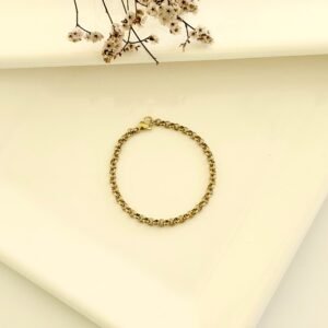Pulsera acero dorada rolo. 4.0mm x 19cm.