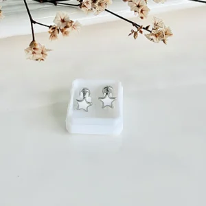Aros abridores de acero, estrella esmaltada blanca.
