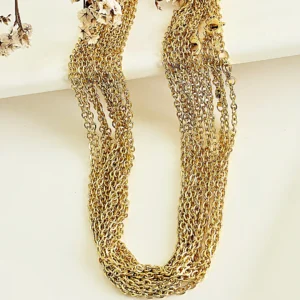 Cadenas de acero dorado pack x 12 u. 0.6mm x 50 cm.