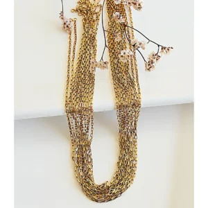 Cadenas de acero dorado, pack x 12 u. box. 1.5 mm x 50 cm.