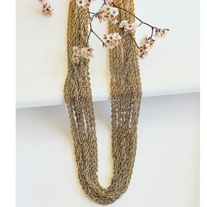Cadenas de acero dorado, pack x 12 u. eslabones entrelazados. 0.4 mm x 50 cm.