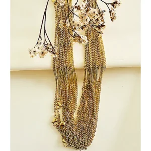 Cadenas de acero dorado, pack x 12u. 0.6mm x 45 cm.