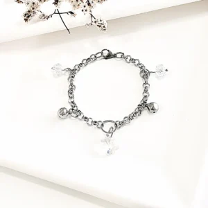 Pulsera de acero con dijes cristal.